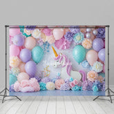 Aperturee - Aperturee Sweet Floral Hydrangea Unicorn Cake Smash Backdrop